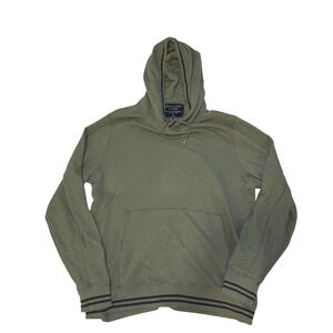 Abercrombie & Fitch Mens XL Olive Green Textured Knit Pullover Hoodie Sweatshirt